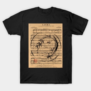 Laura - Sumie Enso Ink Brush Painting on Vintage Sheet Music T-Shirt